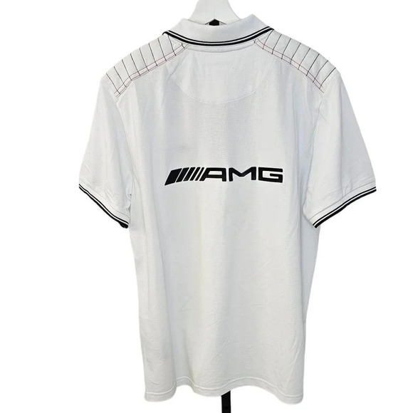 Mercedes AMG  Short Sleeve Polo Shirt Size XL White Racing - Picture 2 of 13